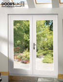 E117 - La Porte French Door Set - White / Brass Hardware - Prefinished